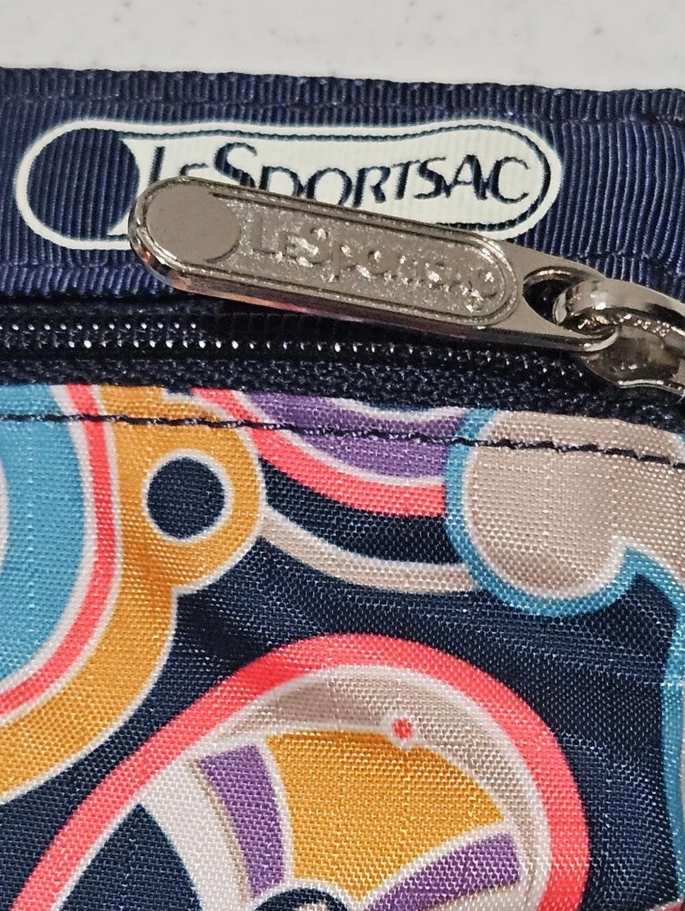 LeSportsac Set of 2 Matching Navy Paisley Zip Pouches